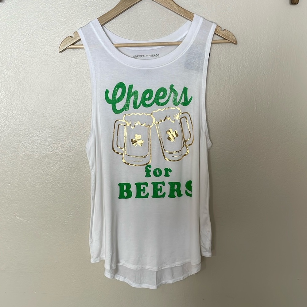 ☘️NWOT Grayson Threads Cheers for Beers Tank. M